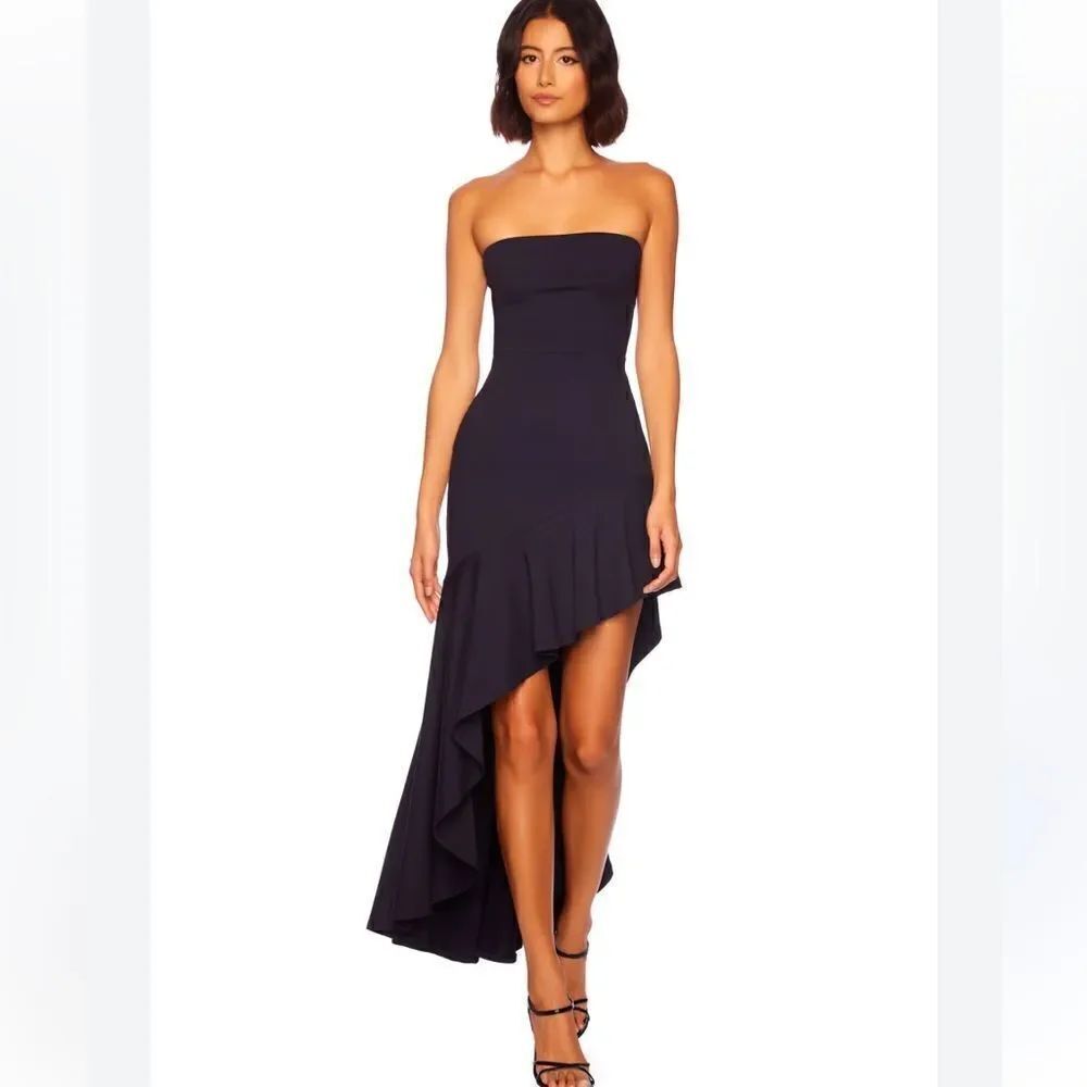 NWT Susana Monaco Navy Tube Ruffle Dress Maxi XL Revolve